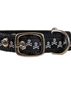 LEATHER MAN Pirate Dog Collar, Black, XS