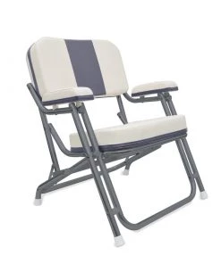 WEST MARINE Kingfish II Deck Chair, Gray Back, Powder-Coated Aluminum Frame
