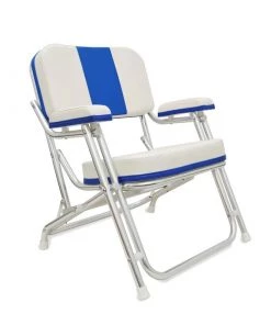 WEST MARINE Kingfish II Deck Chair, Blue Back, Clear Anodized Aluminum Frame