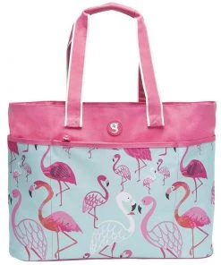 GECKOBRANDS Oversized Beach Tote -Outdoor Living shop P020482022 WHITE PINK FLAMINGO